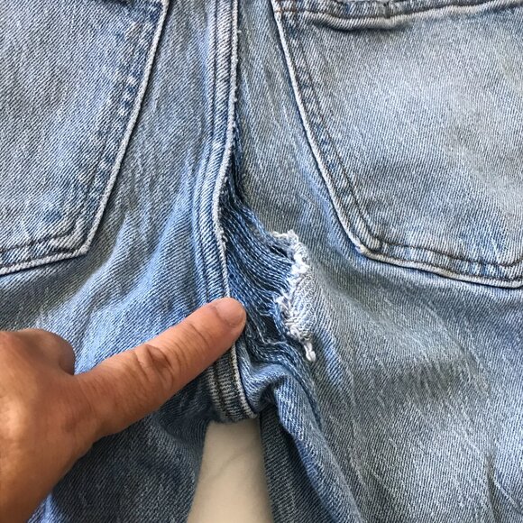 Madewell Perfect Vintage Crop Jean Women size 25P Blue Distressed Raw Hem Grunge - Picture 11 of 14